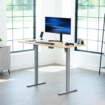 VIVO Electric 60 x 30 in Standing Desk, Memory Height Adjustment, 1B Series, Light Wood Top Gray Frame, DESK-KIT-1G6C-30