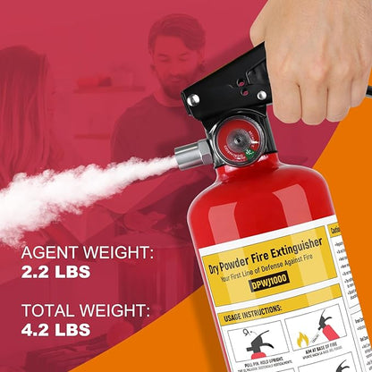 2Pack ABC Fire Extinguisher for Home, 1-A:10-B:C Rated Dry Chemical Extinguisher, Extintor Para Carro Fire Safety Equipment with Quick-Release Handle for Kitchen, Business, Vehicle