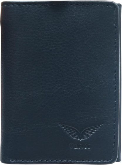 VANSI Genuine Leather Modern TriFold Design Wallet and Card Holder for Men (NAVY)