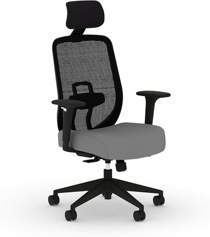 HON Altern Ergonomic Office Chair with Headrest, Arms, Wheels, Foam Cushion Seat, Mid Back Home Office Desk Chair Comfy, Height Adjustable Arms, Synchro-Tilt, Black Frame, Frost