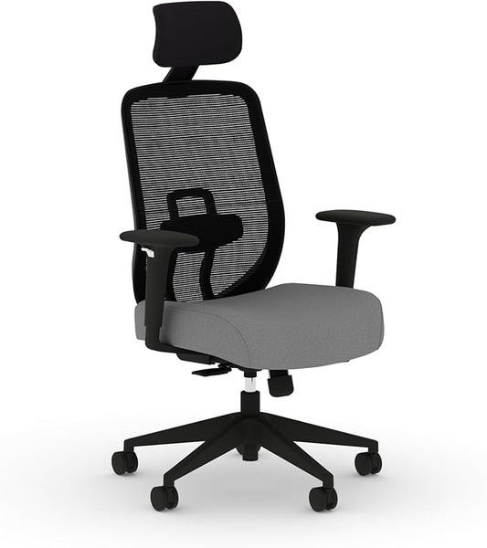 HON Altern Ergonomic Office Chair with Headrest, Arms, Wheels, Foam Cushion Seat, Mid Back Home Office Desk Chair Comfy, Height Adjustable Arms, Synchro-Tilt, Black Frame, Frost