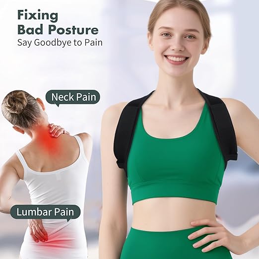 Posture Corrector for Women and Men, Adjustable Back Brace for Spine Alignment & Shoulder Support, Comfortable & Breathable Clavicle Straightener, Supports Better Posture & Reduces Upper Back Discomfort (Large,Chest Size 29"-43")