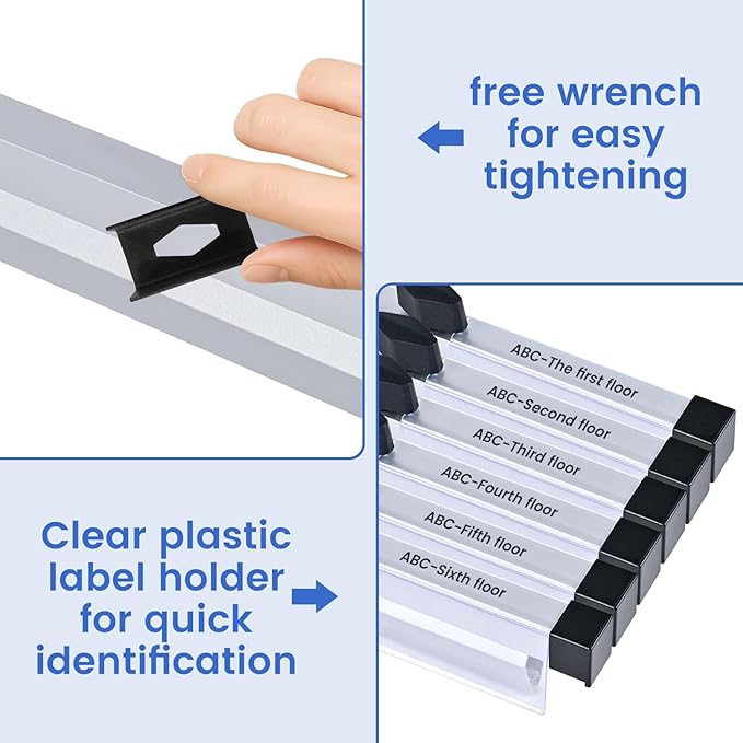 6 Pack Blueprint File Hanging Clamps 30" Blueprint File Clips with Label Holder Binding Strips Blueprint Binders for Construction Plan Poster Architectural Drawing Arts Maps Large Document