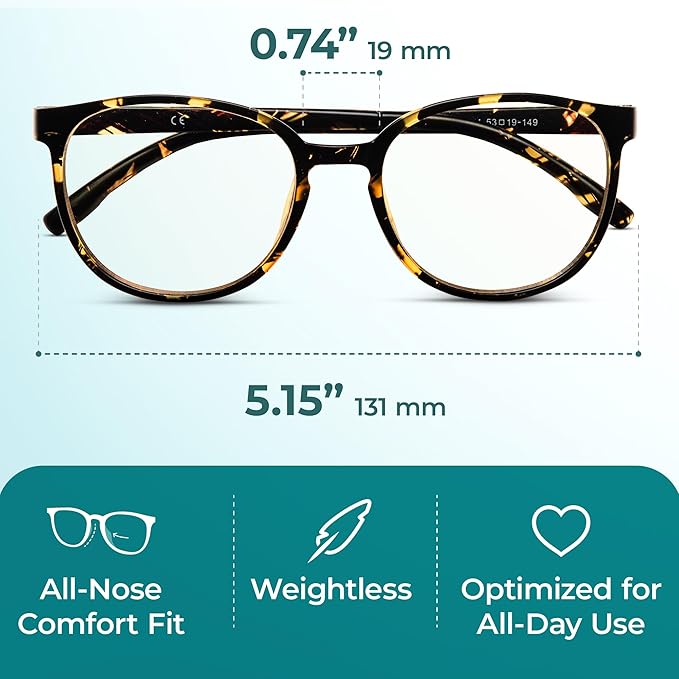 Prospek Bluelight Glasses Women Oversized, ARTIST (+2.25 Diopters) - High Optical Quality Clear Lenses