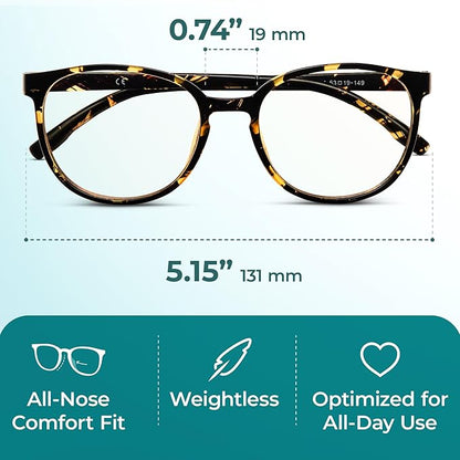 Prospek Bluelight Glasses Women Oversized, ARTIST (+2.25 Diopters) - High Optical Quality Clear Lenses
