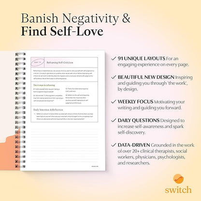 Switch Research Self-Love Journal - Self Care Journal for Women with Prompts - Mindfulness & Gratitude Journal, Therapist Recommended for Self Reflection & Personal Growth - Guided Writing Notebook A4