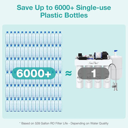 SimPure T1-100ALK Alkaline Reverse Osmosis Water Filter, Mineral Reverse Osmosis System 7 Stage, NSF/ANSI 58 Certified, Under Sink RO Water Filtration System 100 GPD with Tank, Build in Pump