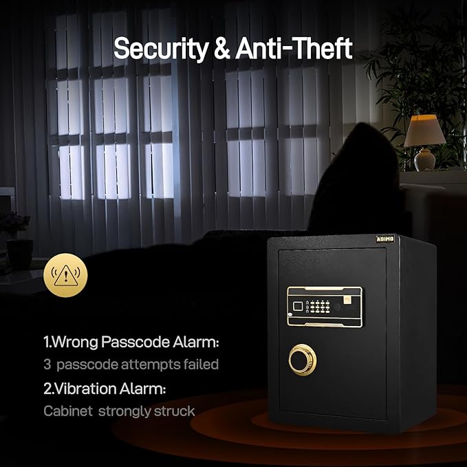 ADIMO Safe, 2.1 Cuft Heavy Duty Steel Home Safe Box with Digital Keypad&Key Lock, Built-In Lockable Cabinet, Hidden Money Box Storage for Document Jewelry w/Fireproof Waterproof Bag Home Office
