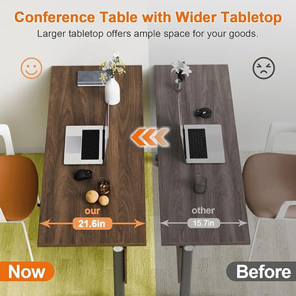 Conference Room Table, 55 Inch Folding Conference Tables with Wheels, Modern Office Meeting Table, Easy Flip & Nest Design, Rectangular Seminar Tables with Metal Frame for 2-24 People(D 6PCS)