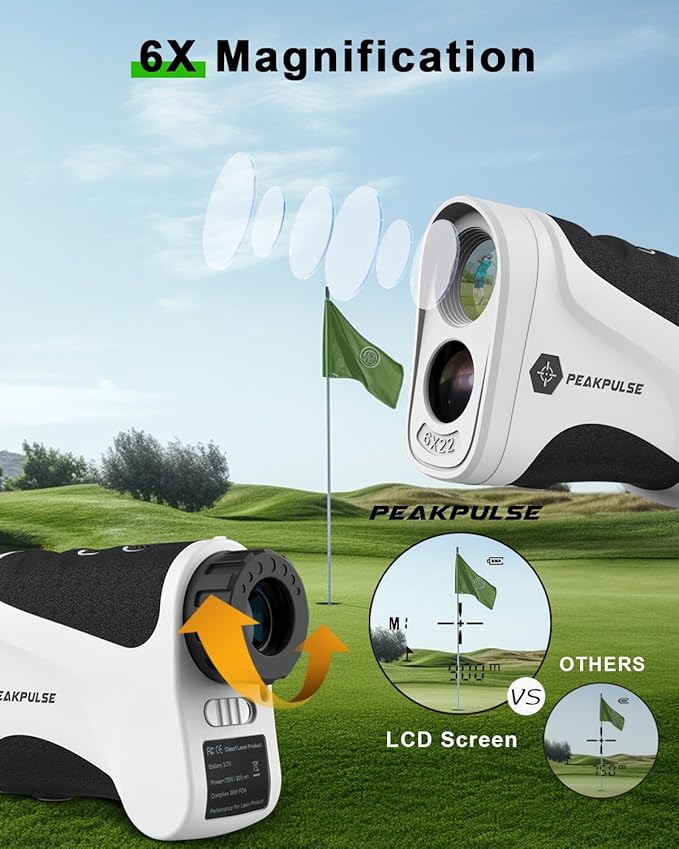 Golf Rangefinder 650/1200/1700 Yards Range Finder Golfing 6X Magnification 0.5 Yard Accuracy Flag Pin Lock Vibration Fast Focus High Clarity Display Easy to Use