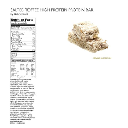 BalanceDiet™ | Protein Bar | 15g of Protein | Low Carb | 7 Bar Box (Salted Toffee Pretzel) (Pack of 2)