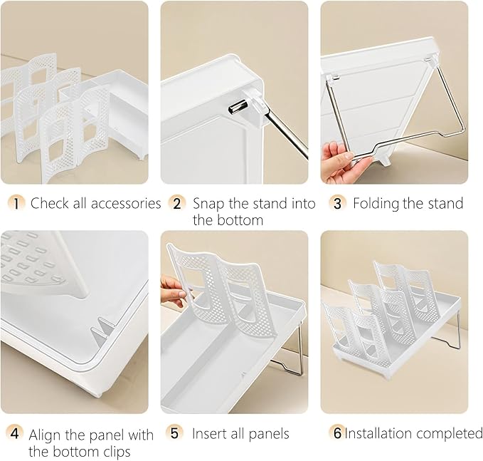 Paper Cup Dispenser, Cup and Lid Holder with 6 Slots, Disposable Coffee Cup Storage Organizer for Countertop, Office, Home, Breakroom, Restaurant, Coffee Station (White)