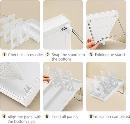 Paper Cup Dispenser, Cup and Lid Holder with 6 Slots, Disposable Coffee Cup Storage Organizer for Countertop, Office, Home, Breakroom, Restaurant, Coffee Station (White)