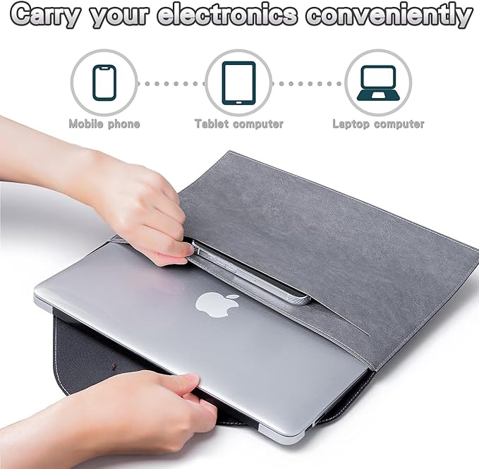 Men File Folder Organizer for Students, Mens Leather Padfolio for Office, Office A4 File Organizer Holder, Waterproof Portfolio Envelope Folder Case with Pen Holder, Mens Work Gift Colleagues - Grey