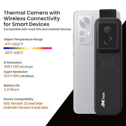 Wireless Thermal Imaging Camera, 512×384 Super Resolution, Thermal Imager for Android & iOS Smartphones, 256x192 IR Resolution, Infrared Camera Gadget for Home Inspection, HVAC, Cooking