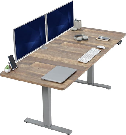 VIVO Electric 71 x 30 in Standing Desk, Memory Height Adjustment, 1B Series, Reclaimed Wood Top Gray Frame, DESK-KIT-1G7P