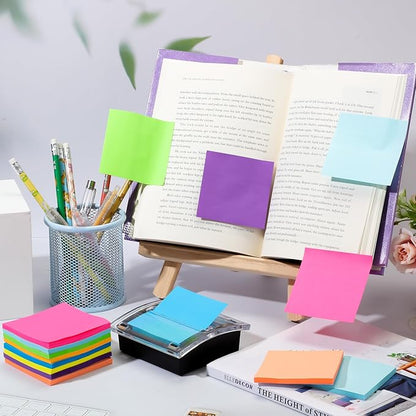 Meanplan 3 Pack Pop up Sticky Dispenser Note Holder Black Base with 24 Pads Colored Pop up Sticky Notes Memo Pads Self Stick 3x3 Refills Back to School Office Desk Supplies, 50 Sheet Per Pad