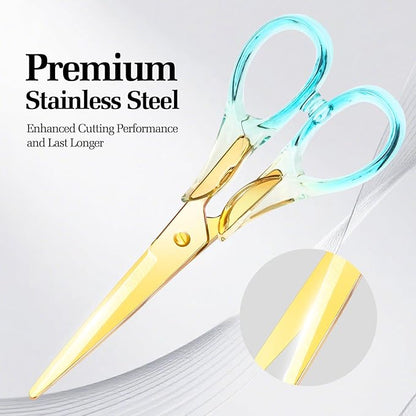 6.3 Inch Precision All - Purpose Craft Scissors, Stainless Steel Blade for Superior Cutting, Blue Acrylic Handle for Comfort, Ideal for Office, Home & School Crafters