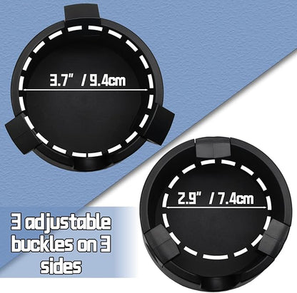 Anti Spill Cup Holder - Adjustable Plastic Drink Holder - Adhesive Desk Cup Holder for Home Office Couch Table - Black