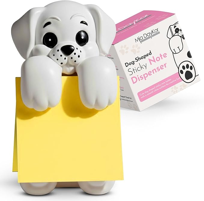 Resin Made Cute Sticky Note Holder for Desk | Happy Dog Face Pop Up Post it Note Dispenser | Pop Up Sticky Notes Dispenser for Office Holds 3" x 3" Notes for School, Office Desk Supplies