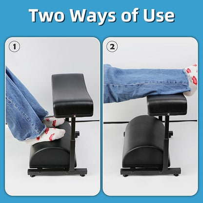 Adjustable Foot Rest Under Desk Footrest Wide Leg Rest 5 Height Positions PU Leather Covered for Desk Office Gaming Chairs Ergonomic with Foot Cushion
