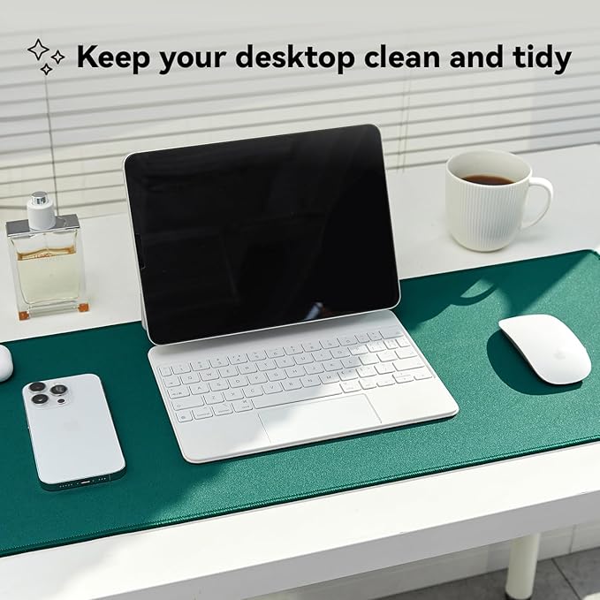Waterproof Large Gaming Mouse Pad with Durable Stitched Edges, Non-Slip Rubber Base, Grainy Jacquard Mouse Mat Desk Pad for Home Office Gaming, 35.4''x15.7''x0.12'', Matte Green