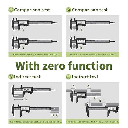 Digital Caliper 0-12" Measuring Tool with Metal Ruler, Micrometer Caliper with Auto-Off Feature, Interchangeable Between inches and millimeters for DIY/Household and 3D Printing, Black