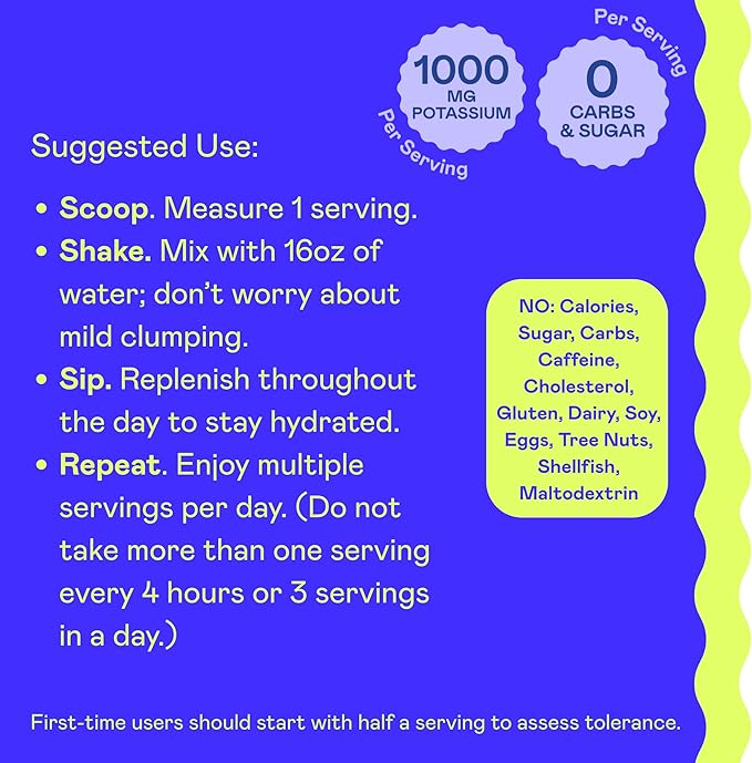 Hi-Lyte K1000 Electrolytes Powder Blue Raspberry Keto & Performance, 50 Servings - 1000mg Potassium + Magnesium, Sodium, Trace Minerals - 0 Carbs, 0 Sugar