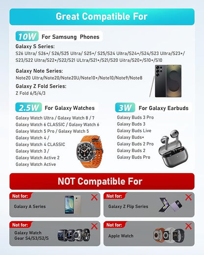 Wireless Charger for Samsung: 3 in 1 Wireless Charging Station for Samsung Galaxy Watch 8 7 6 5 4 3 Pro Classic Galaxy Buds - Charger Dock Stand for S26 S25 S24 Ultra S23 S22 S21 Note Z Fold Android