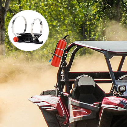 Vehicle Fire Extinguisher Mount Bracket, Aluminum Adjustable Quick Release Roll Bar Fire Extinguisher Bottle Mount with 8 Clamps, Compatible with Jeep Wrangler JK TJ Rubicon UTV, Black