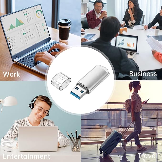 TOPESEL 32GB 10Pack 3.0 USB Flash Drive High Speed 32G Thumb Drive Memory Stick for PC Laptops Tablets TVs Car Audio(5 Mixed Colors: Black Blue Green Red Silver)