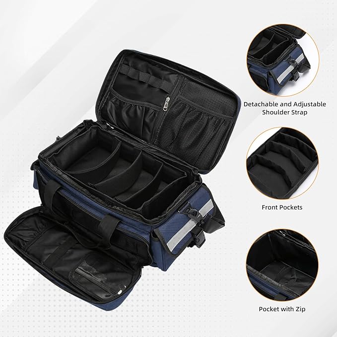 Medical Bag,First Aid Bag,Emergency Bag, Organizer Professional First Responder Trauma Bag with Detachable Dividers for Nurses,Home Health Care, EMT(Bag Only)