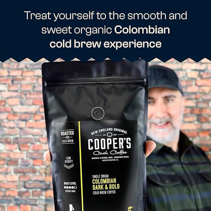 Colombian Dark Roast, Single Origin, Gourmet Organic Cold Brew Coffee Beans, Smooth Taste of Cocoa with Light Fruited Flavors, Whole Bean, 1 lb Coffee Bag