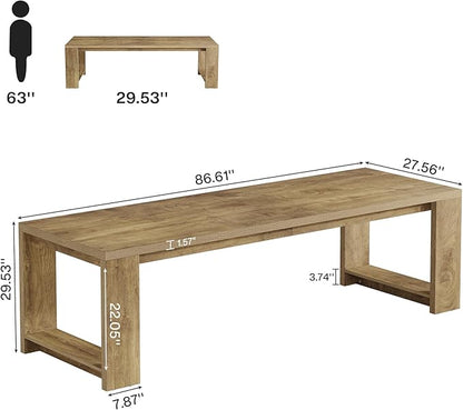 Tribesigns 2 Person Desk Set of 2, 86.6 Inches Extra Long Desk, Two People Computer Writing Table, Long Wood Office Desks Workstation for Home Office, Natural Oak