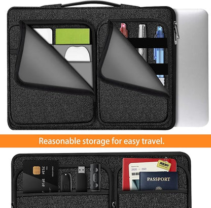 Hseok Laptop Case 15 15.6 16 inch Sleeve with Handle and Hidden Strap,Compatible with MacBook Pro 15.4 16, 360° Protective PC Briefcase with 4 Pockets for Laptop Accessory,Easy to Carrying,Black