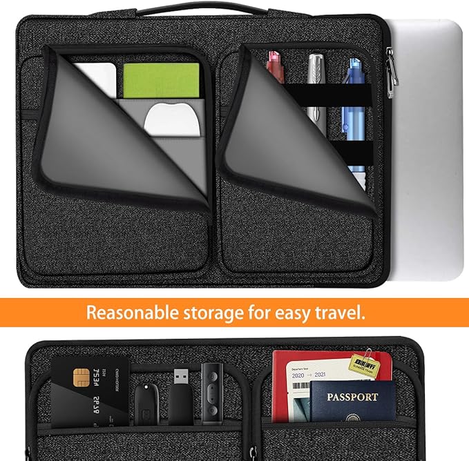 Hseok Ultra-Slim Laptop Case 17 17.3 inches Sleeve Protective PC Briefcase for Commuting and Business Trip，Black