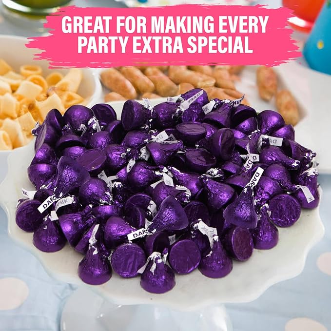 Dark Chocolate Kisses Bulk – Approx. 500 Pieces – 5 LB Bag of Individually Wrapped Foil Wrapped Candy – Rich Special Dark Chocolate for Weddings, Candy Buffets, Holiday Treats & Office Sharing