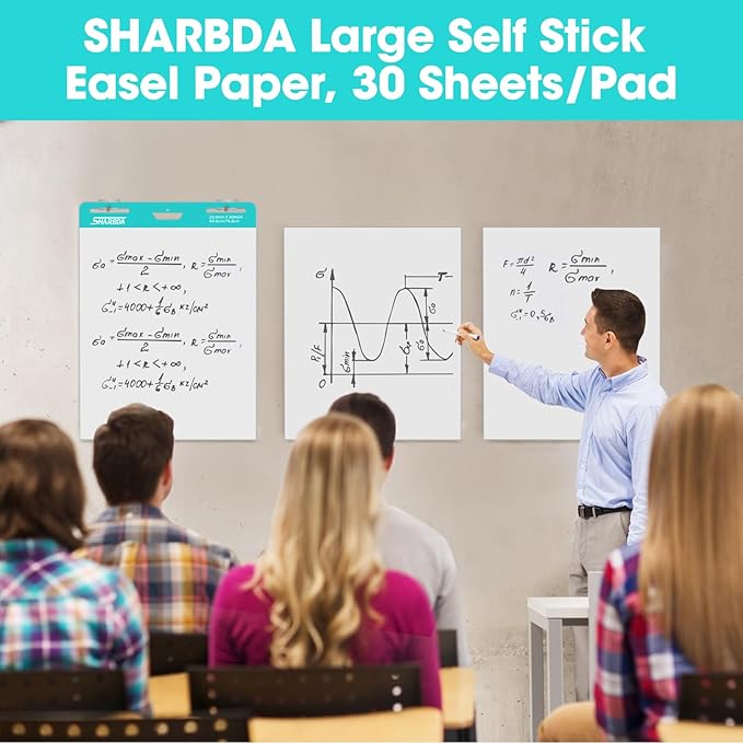 Sticky Mini Easel Pad, 15 x 18 Inches, Self Stick Flip Chart Paper,Sticky Chart Paper for Teachers, Anchor Chart Paper for Office, 30 Sheets/Pad, 3 Pad