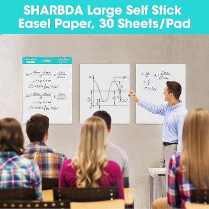 Sticky Mini Easel Pad, 15 x 18 Inches, Self Stick Flip Chart Paper,Sticky Chart Paper for Teachers, Anchor Chart Paper for Office, 30 Sheets/Pad, 3 Pad