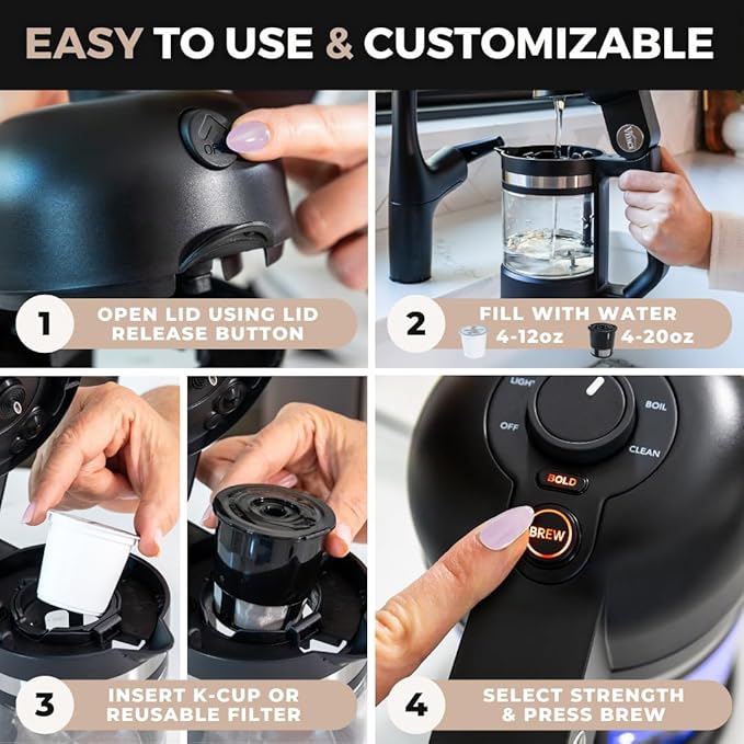 VINCI Micro Café Single-Serve Coffe Brewer | Compatible with Keurig K-Cups, K-Pods | Compact, Portable | Enclosed Brewing for Hotter Coffee | Large Capacity Reusable Filter Cup Included