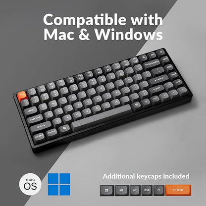Keychron K2 Max QMK/VIA 2.4 GHz & Bluetooth Wireless Custom Mechanical Keyboard for Mac/Windows/Linux, 75% Layout Keyboard RGB Backlight with Aluminum Red Switch - Black