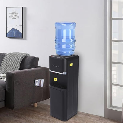Top Loading Water Dispenser for 5 Gallon Bottles, Freestanding Hot Cold & Warm 3-Temperature Water Cooler Dispenser with Child Safety Lock for Home & Office, Black