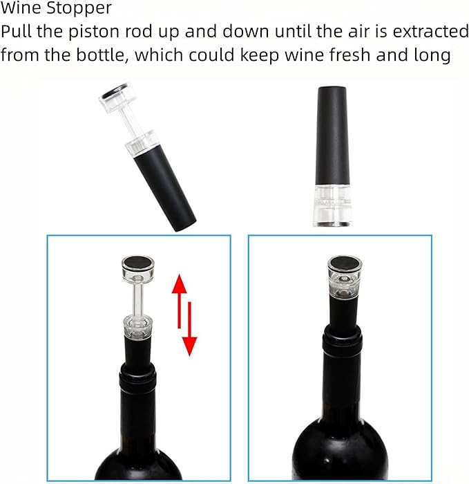 Electric Wine Bottle Opener Set – Rechargeable Corkscrew with Foil Cutter, Wine Pourer & Vacuum Stopper – One-Touch Automatic Wine Opener Wine Accessories – Perfect Wine Gifts for Wine Lovers