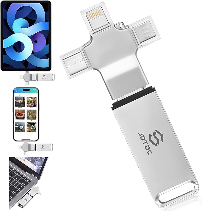 Photo-Stick-for-All-Devices 128GB Secure Auto Photo & Video Backup-USB-Drive for iPhone iPad Android Mac & PC – Multiport-Flash-Drive & Picture-Backup-Memory-Stick-Thumb-Drive to Store & Transfer File