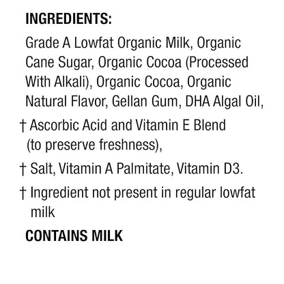 Horizon Organic Shelf Stable 1% Lowfat DHA Omega-3 Chocolate Milk Boxes, 8 fl oz, 18 Count - 8g Protein per Serving, USDA Organic UHT from Pasture-Raised Cows, Ready to Drink for Lunchbox, Travel, or On-the-Go, No Refrigeration Needed
