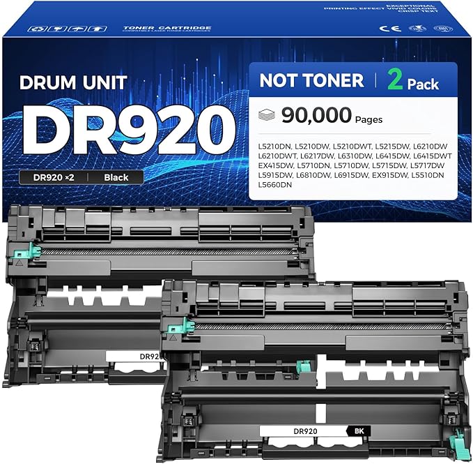DR920 Drum Unit (Not Toner) 2-Pack Compatible with Brother DR-920 DR 920 Imaging Drum Kit for HL-L5210DN HL-L5210DW HL-L6210DW HL-L6217DW DCP-L5510DN DCP-L5660DN MFC-L5710DN MFC-L5717DW MFC-L5915DW