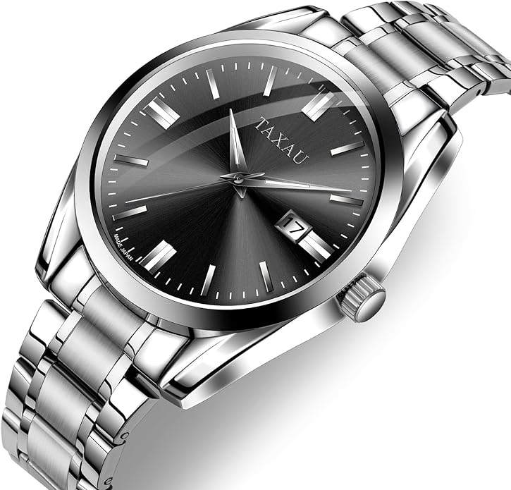 Mens Silver Watch Luxury Minimalist Dress Watch Classic Waterproof Watches for Men Analog Quartz Stainless Steel Men's Wrist Watches with Date Luminous Relojes para Hombres