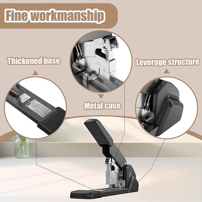 New extra large ergonomic labor-saving stapler, 240 pages large capacity,heavy-duty industrial grade, office-grade business stapler, metal material,anti-jam,contains 3000 staples, easy binding