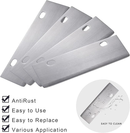 4 Pcs Grill Scraper Edge Sharper Blade Replacement, Stainless Steel Outdoor Barbecue Cleaning Tools, Heavy Duty Accessories for BBQ