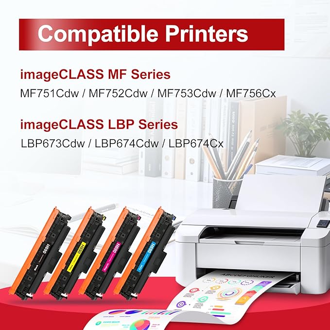069H 069 Toner Cartridge Set MF753Cdw Compatible Replacement for Canon MF753Cdw Toner Cartridges for Canon 069H 069 Work for Canon imageCLASS MF 753Cdw MF751Cdw LBP674Cdw Printer Ink B/C/Y/M 4 Pack